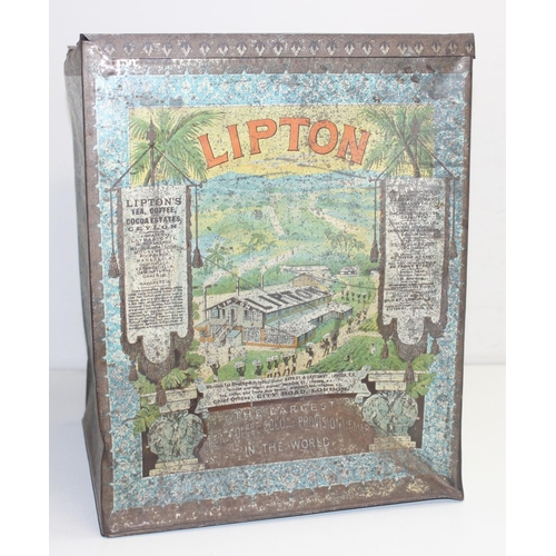 1612 - An early 20th century 'Lipton Ceylon' shop display tin: each side with polychrome lithograph of a pl... 