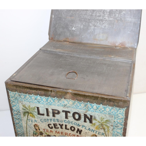 1612 - An early 20th century 'Lipton Ceylon' shop display tin: each side with polychrome lithograph of a pl... 