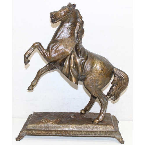 1628 - Large brass model of a rearing horse, approx 40cm tall