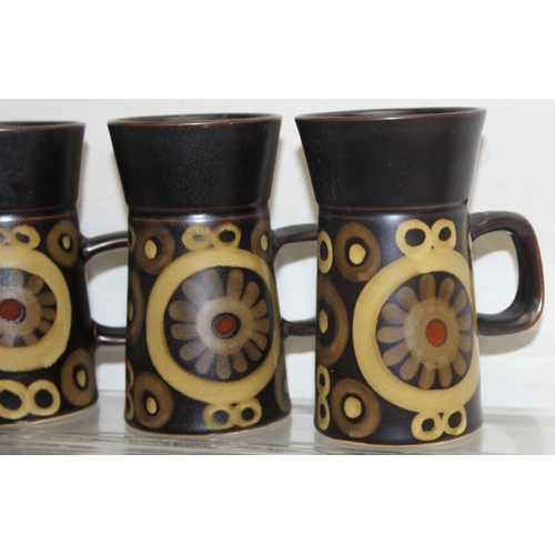 1634 - Vintage Denby Arabesque retro brown part tea and coffee set to include cups, saucers, milk jug and t... 