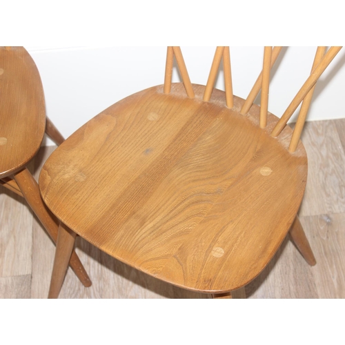 2 - A set of 4 retro Ercol model 376 candlestick dining chairs, blonde finish, each approx 78cm tall