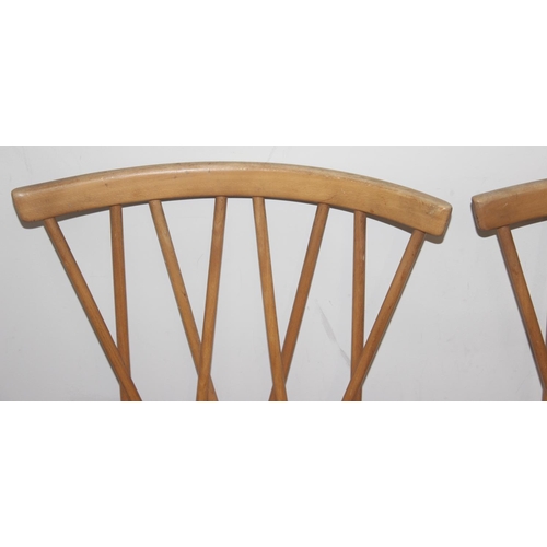 2 - A set of 4 retro Ercol model 376 candlestick dining chairs, blonde finish, each approx 78cm tall