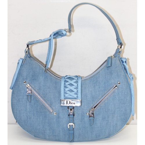 207 - Christian Dior 'Admit it' blue denim handbag in original box with COA and other paperwork