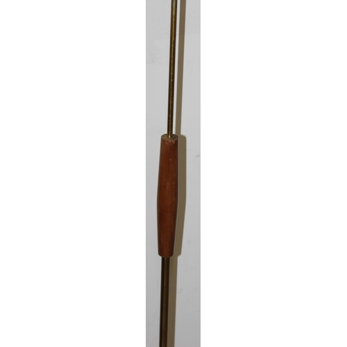 236 - 2 retro wooden and brass standard lamps, the tallest approx 150cm