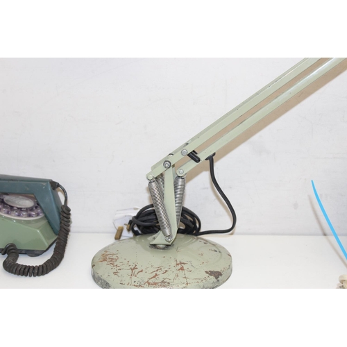 237 - A vintage West German style pottery table lamp, an Anglepoise apex 90 table lamp in light green and ... 