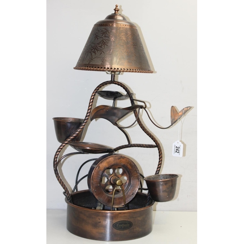 242 - Vintage copper cascading water feature lamp by Fantasia of London, approx 75cm H