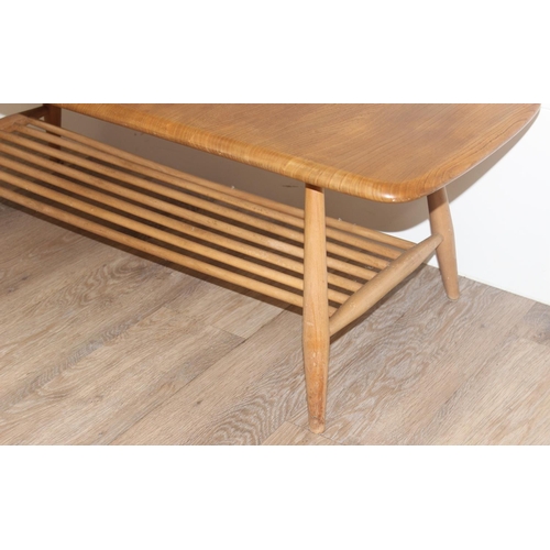 3 - A retro Ercol coffee table with magazine rack, model 459, blonde finish, approx 105cm wide x 46cm de... 