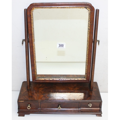 300 - 19th century mahogany framed table top mirror with 3 drawers, approx 40cm W  x 51cm H