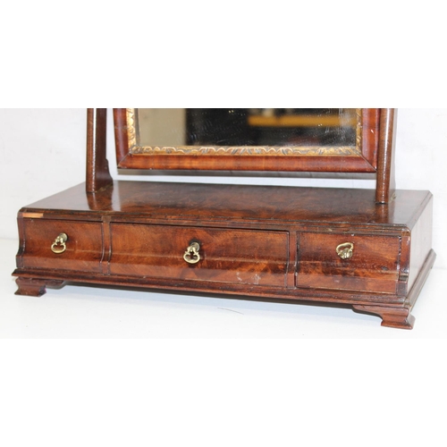 300 - 19th century mahogany framed table top mirror with 3 drawers, approx 40cm W  x 51cm H