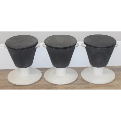 42 - A set of 3 vintage French Egil stools designed by Olle Lundberg, black and white palette with remova... 