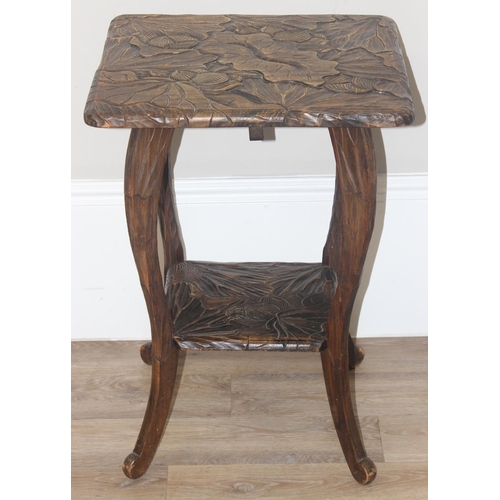 104 - An Arts and Crafts or Aesthetic Movement period carved side table in the Japanese manner, likely ret... 