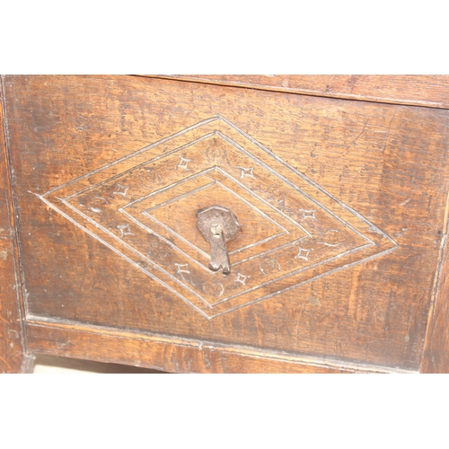 143 - An antique oak cellarette or coal bucket with metal lining, seemingly made from parts of an 18th cen... 