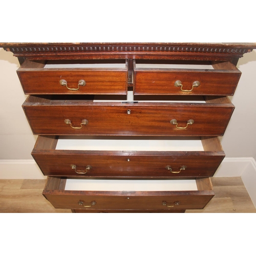 167 - A 19th century mahogany chest on chest or tall boy, 2 over 3 over 3 construction with bracket feet a... 