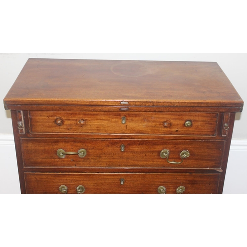 169 - A 19th century mahogany bachelors chest of drawers with fold over hinged top, 4 drawer construction ... 