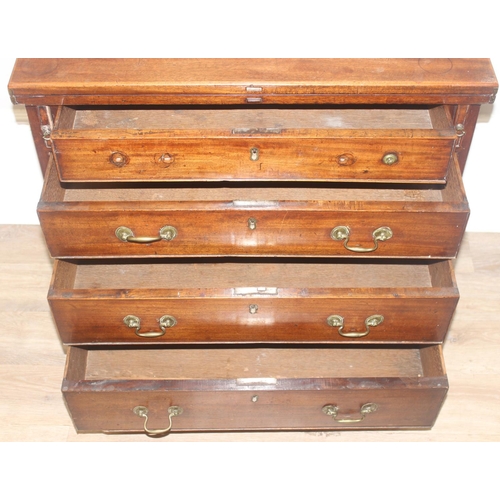 169 - A 19th century mahogany bachelors chest of drawers with fold over hinged top, 4 drawer construction ... 