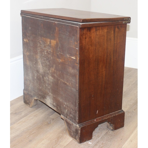 169 - A 19th century mahogany bachelors chest of drawers with fold over hinged top, 4 drawer construction ... 