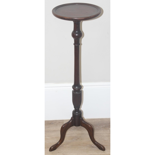 71 - An antique mahogany jardiniere or torchiere stand on tripod base, approx 31cm in diameter x 106cm ta... 