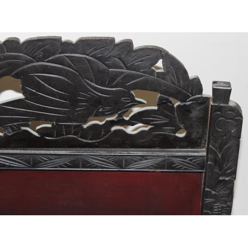 76 - An early 20th century Japanese Shibayama and lacquer 2 fold fire screen, approx 86cm wide x 92cm tal... 