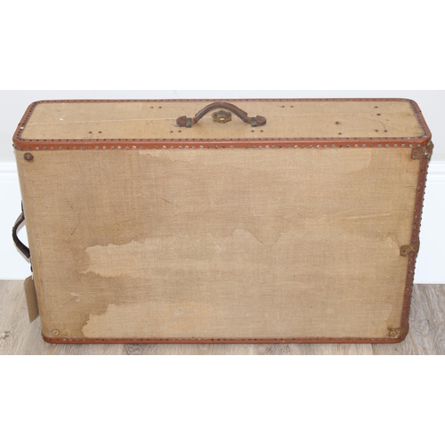 308 - Vintage Hepco of Germany light shell case with leather effect edges, approx 91cm x 54cm x 24cm