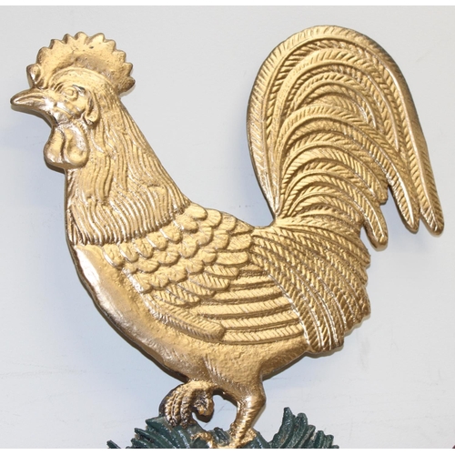 350 - Painted cast iron Cockerel weather vane, approx 48cm W x 68cm H