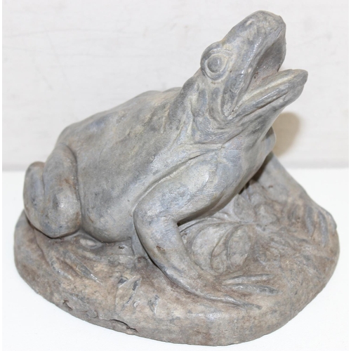 351 - Vintage cast lead toad garden ornament, approx 15cm H