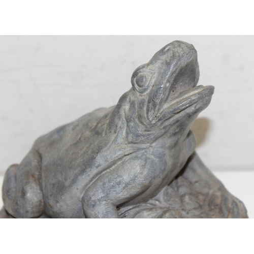 351 - Vintage cast lead toad garden ornament, approx 15cm H