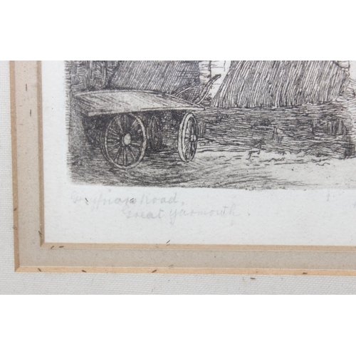 431 - 2 vintage etchings of Norfolk interest, Bridewell Abbey by T. Stead & Great Yarmouth by Marjorie Bil... 