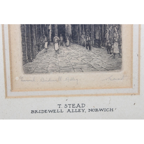 431 - 2 vintage etchings of Norfolk interest, Bridewell Abbey by T. Stead & Great Yarmouth by Marjorie Bil... 