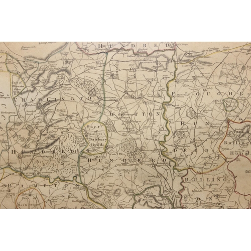 432 - An early 19th century map of Oxfordshire by J. Cary 1805, some hand coloured details, approx 60cm x ... 