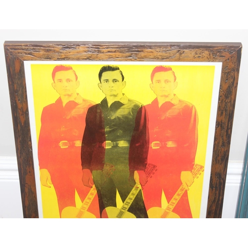 446 - 2 vintage style Hatch Show Prints in frames, both 21st century, one for Johnny Cash the other for Do... 