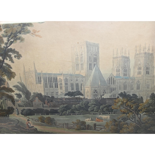 447 - Of York interest, Henry Cave (1780-1836), an antique print of York Minster presented in impressive t... 