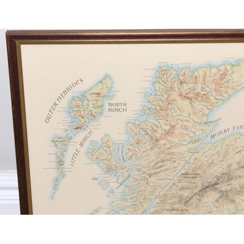 449 - A vintage The Salmon Rivers of Scotland by Nigel Houldsworth Map print, presented in frame, approx 6... 