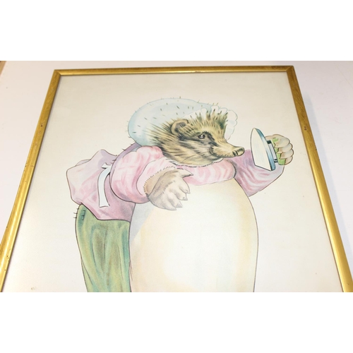 452 - 2 vintage framed Beatrix Potter children's pictures, of Mrs Tiggy-Winkle and The Tailor of Glouceste... 