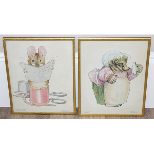 452 - 2 vintage framed Beatrix Potter children's pictures, of Mrs Tiggy-Winkle and The Tailor of Glouceste... 