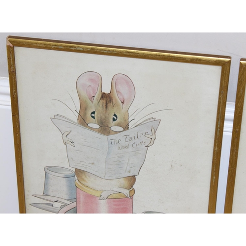 452 - 2 vintage framed Beatrix Potter children's pictures, of Mrs Tiggy-Winkle and The Tailor of Glouceste... 