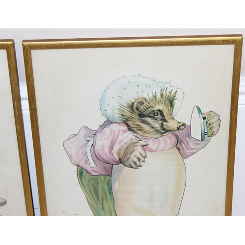 452 - 2 vintage framed Beatrix Potter children's pictures, of Mrs Tiggy-Winkle and The Tailor of Glouceste... 