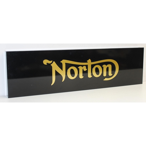 465 - A vintage style Norton Motorcycle wall display sign with polished gold acrylic lettering, approx 90c... 