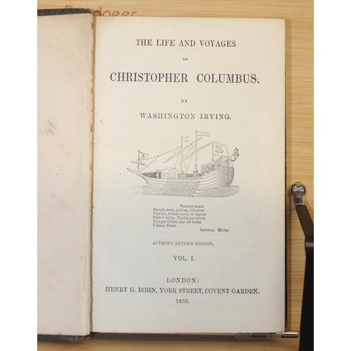 563 - 4 assorted interesting antique leather bound books to include, Irving's Columbus 1850, Stories of In... 