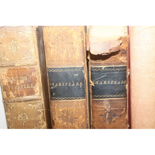 566 - Qty of assorted antique and later books mainly relating to Shakespeare to include English Literature... 