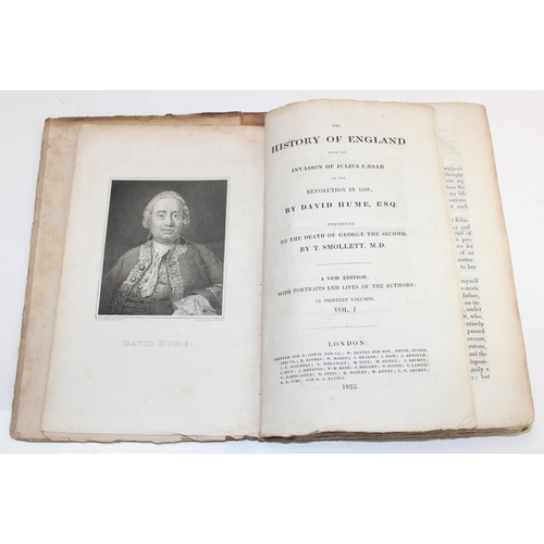 575 - The History of England by David Hume, printed 1825 by G. Cowie et al, 13 volumes, quarter leather bo... 