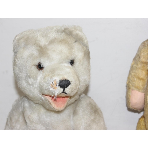 656 - 2 vintage teddy bears, one with growler and Foreign label, the larger approx 41cm tall