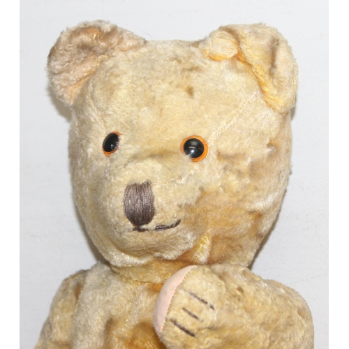 656 - 2 vintage teddy bears, one with growler and Foreign label, the larger approx 41cm tall