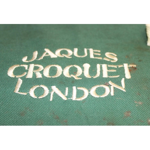 657 - A vintage 4 person Jacques croquet set in a fabric case