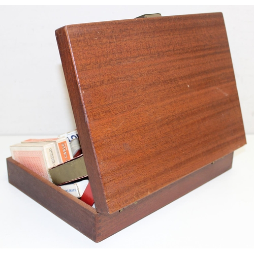 659 - Qty of vintage playing cards and card games in wooden box