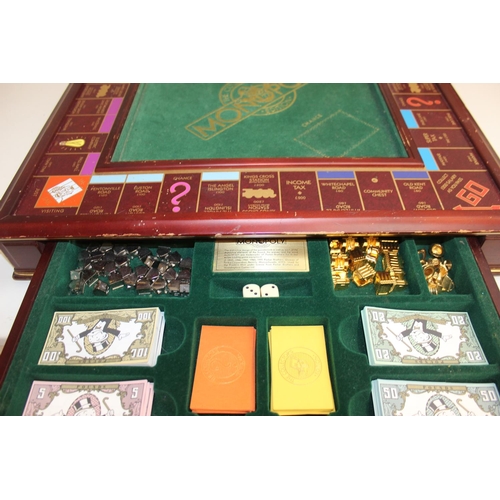 662 - Vintage Franklin Mint edition wooden Monopoly game board and contents, with gaming instructions, pro... 