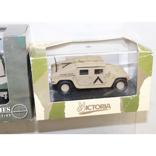 671 - 4 assorted boxed military vehicles to inc examples by Victoria