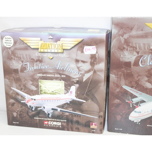 673 - Corgi Classics, 3 boxed model planes from the Frontier Airlines & Classic Propliners ranges, to incl... 