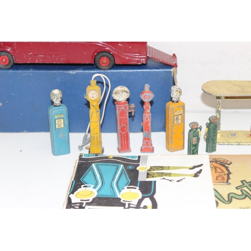 761 - Vintage items to incl a Dinky 981 British Rail horsebox, a number of vintage painted die-cast petrol... 