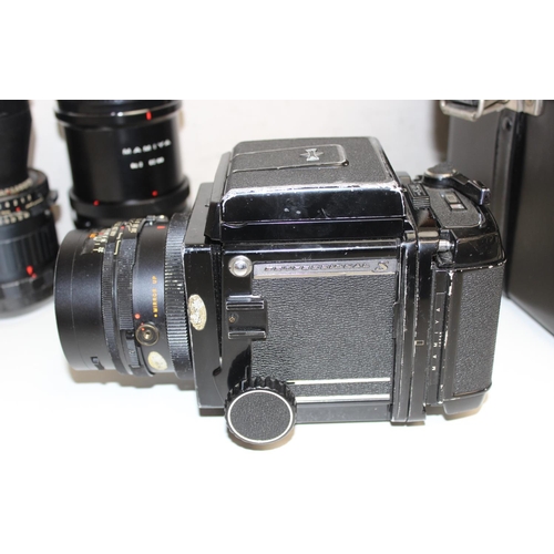 764 - Mamiya RB67 camera in case with 3 lenses to inc a Mamiya Sekor 1:4.5 F=250mm, Mamiya Sekor C 1:4.5 f... 