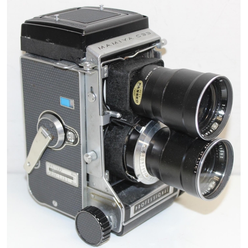 765 - Mamiya C33 camera in case with 2 lenses to inc a Mamiya Sekor 1:2.8 F=80mm & Mamiya Sekor 1:4.5 f=18... 